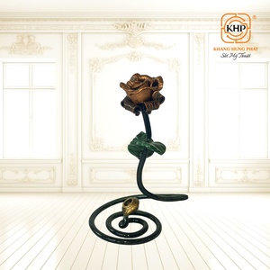 Figurine moderne en fer forgé antique, fleur de rose éternelle, revêtement anti-rouille par poudrage, pour cadeau de mariage ou de Saint-Valentin - Product Image 1