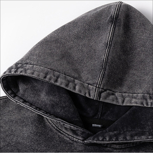 2025 hommes poids lourd 100% coton à capuche 400gsm pull surdimensionné avec Batik Style lavage à l'acide Look teint uni pour l'hiver - Product Image 3