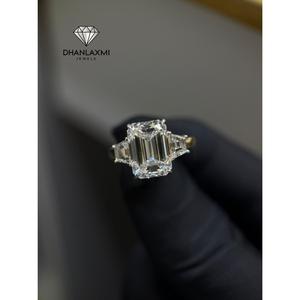 Luxury 18K White Gold Lab Grown Diamond Eternity Trapazoid Ring Certified Bridal Wedding Anniversary Fine Jewelry Wholesale Bulk - Product Image 1