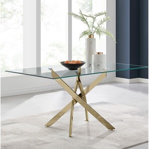 Table à manger moderne de style italien avec plateau en verre trempé pour salon et salle à manger - Product Image 1
