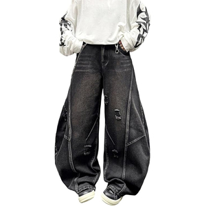 Pantalones Vaqueros Rectos de Gran Tamaño para Hombre, Estilo Urbano Vintage, Corte Holgado, Lavado, para Todas las Temporadas - Product Image 1