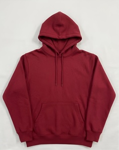 Sweat à capuche uni rouge personnalisé avec logo pour hommes et femmes, en molleton de coton épais, style streetwear, vierge, OEM ODM, vêtements décontractés - Product Image 1