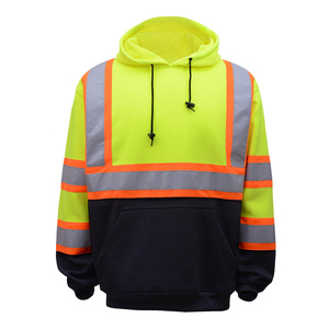 Sweat à capuche haute visibilité en coton respirant grande taille pour homme, avec logo personnalisé, uniforme de travail de sécurité routière, à capuche et manches longues - Product Image 1