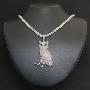 Nouveauté : Pendentif Hibou Personnalisable en Moissanite 925, Argent Sterling 925, Minimaliste, 4-5 carats, Certifié GRA, Plaqué Or Blanc - Product Image 5