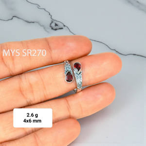 Anillos de Plata 925 con Granate Tallado, Anillos de Plata de Ley con Gemas Facetadas, Joyería de Plata a Precio Mayorista - Product Image 1