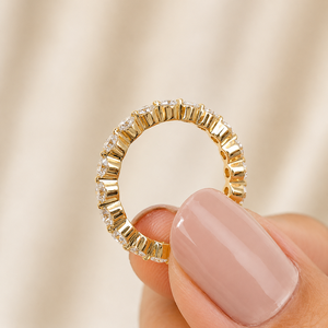 Anillo de Boda Apilable de Oro 14K 18K con Diamantes Redondos de 1.30CT y Moissanita Personalizada, Joyería Fina de Moissanita al por Mayor - Product Image 2