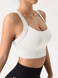Women's Seamless <b>Cross</b> Back Sports Bra | Crisscross Strap Workout Crop <b>Top</b> | Nylon Spandex Padded Gym Fitness Activewear - Product Image 2