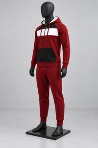 Ensemble de survêtement color block à capuche avec sweat-shirt zippé et pantalon de jogging coupe ample pour adultes - Product Image 4