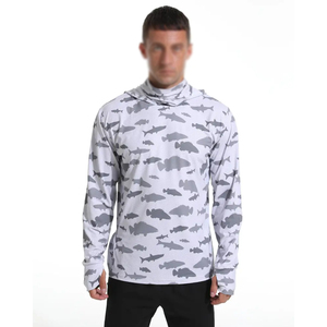 Sweat à capuche de pêche personnalisable gris à manches longues, dernier design, séchage rapide et respirant, protection UV - Product Image 4
