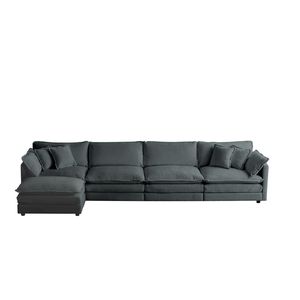Modular <b>U</b>-Shaped 5-Seater Convertible Sectional Couch for <b>Living</b> Room 1 Ottoman in Gray Chenille - Product Image 4