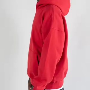 Sudadera con capucha negra extragrande de alta calidad para hombre, logotipo personalizado, 100% algodón polar, sudadera gruesa de 400 GSM - Product Image 6