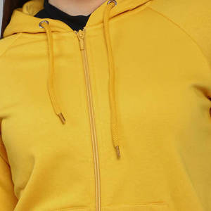 Women Casual Hooded Long-Sleeved Lightweight Sweatshirt <b>Top</b> Autumn Double Zipper 100% Cotton Knitted Front Plain Dyed Quick Dry - Product Image 5