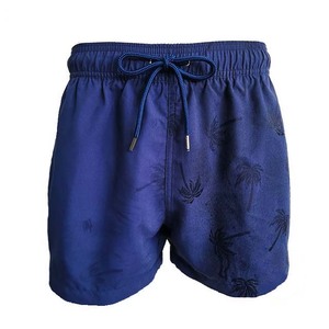 Breathable Running Shorts Quick Dry Board Shorts With Leaf Print Drawstring Waist Casual Swimwear Short <b>Pants</b> Blue - Product Image 4