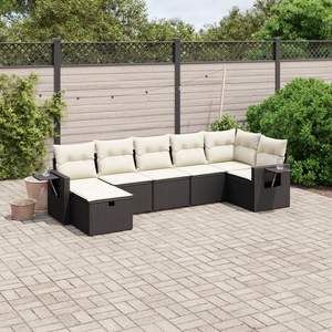 Conjunto de Sofás Modulares Grandes para Jardín en Ratán PE Negro y Acero, Muebles Modernos para Exteriores - Product Image 1