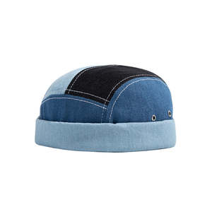 Gorra Docker de Mezclilla de Algodón Lavado Personalizable, Gorro Marinero sin Visera de Múltiples Paneles, con Borde Plegado, Transpirable, Unisex, Ajustable, para Exteriores, OEM - Product Image 5