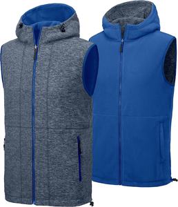 Men's Reversible Fleece <b>Vest</b> Lightweight Warm Sleeveless Jacket with Hood for Hiking Walking <b>Travel</b> - Product Image 3