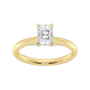 Anillo de compromiso de aniversario de boda con corte radiante creado en laboratorio certificado IGI de oro de 14 quilates para mujer - Product Image 1