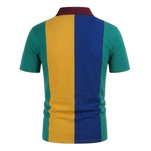Polo personnalisé à blocs de couleur avec logo pour homme – Polo slim fit en piqué 100 % coton de qualité supérieure – Tee-shirt de golf décontracté rayé en gros OEM - Product Image 2