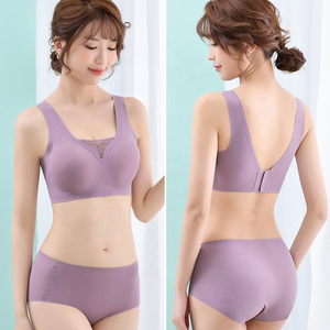 Nuevo Conjunto de Lencería Femenina sin Costuras de Seda Fría, Sujetador Push-Up Transpirable y Braguitas para Mujer - Product Image 3