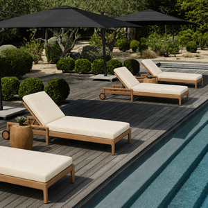 Tumbonas de Madera de Teca Resistentes a la Intemperie, con Cojines Cómodos, Juego de Muebles de Patio para Exteriores, Tumbona para Resort - Product Image 1