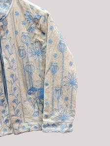 Ethnic Ivory <b>Velvet</b> Embroidered Suzani <b>Jacket</b> With Elephant Folk Art Pattern Full Sleeve Stand Collar <b>Women's</b> Winter Outerwear - Product Image 2