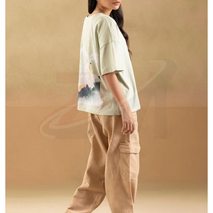 Camiseta Informal Holgada de Algodón para Mujer, Corte Holgado, Tejido Transpirable y Suave, Ropa de Calle de Verano, Prenda Superior de Moda para el Día a Día - Product Image 4
