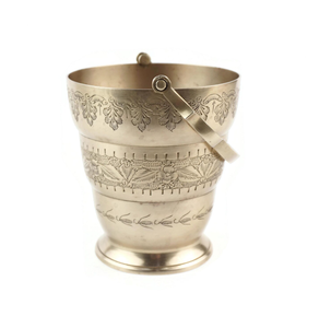 Refroidisseurs à bière et seaux à glace portables en métal argenté martelé pour champagne et bouteilles de vin - Product Image 1