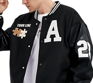 แจ็คเก็ตบอมเบอร์ฤดูหนาวสุดเท่ห์ ดีไซน์วาร์ซิตี้ แขนเสื้อทำจากใยไม้ไผ่ผสมขนสัตว์ ผ้าแคนวาสแต่งขอบยางยืด ระบายอากาศได้ดี ผลิตจากขนแกะ - Product Image 2