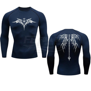 เสื้อยืดออกกำลังกายทรงสลิมฟิต แขนยาว พิมพ์ลายดิจิทัลทันสมัย เป็นมิตรต่อสิ่งแวดล้อม ระบายอากาศได้ดี แห้งเร็ว สำหรับฤดูร้อน รับผลิตแบบ OEM - Product Image 4