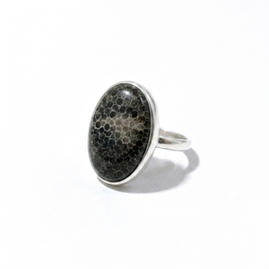Natural Black Coral Stone Gemstone <b>Ring</b> Solid 925 Sterling Silver Handmade Oval Statement <b>Ring</b> for Women Fine Jewelry Gift - Product Image 4