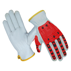 Gants de travail de sécurité pour mécaniciens en cuir de chèvre pleine fleur, robustes, antidérapants, avec manchette de sécurité, résistants aux coupures, protection contre les chocs en caoutchouc TPR et résistants à la chaleur - Product Image 6