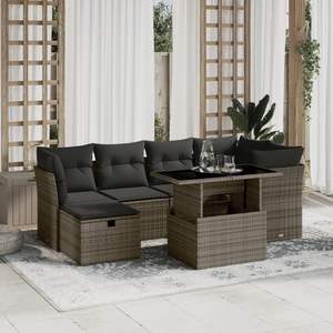 Juego de Sofás de Jardín de Ratán PE Gris con Reposabrazos Ajustables Grandes, Muebles de Exterior Premium con Asientos Cómodos - Product Image 1