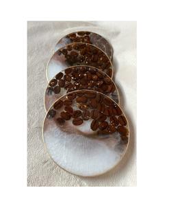 Decorative Resin <b>Coaster</b> <b>Set</b> Floral Embedded Design Unique Handmade Durable Modern Art Antique Table Accessory for Living Room - Product Image 1