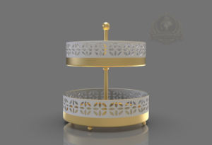 Soporte y Bandeja de Servicio de Lujo de 2 Niveles de Acero Inoxidable Ecológico para Exhibición de Café y Postres - Product Image 2