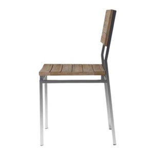 알루미늄 다리가있는 단단한 티크 나무 의자 레스토랑 식당 및 야외 가구를 위해 설계된 현대적인 미니멀리스트 의자 - Product Image 4