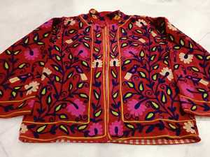 Red Hand Embroidered Suzani Sujani Jacket <b>Women</b> Floral Boho <b>Coat</b> Vintage Ethnic Handmade Designer Outerwear Wholesale India - Product Image 6