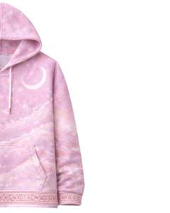 ชุดฮู้ดดี้และกางเกงจ็อกเกอร์ลายพิมพ์กาแล็กซี่สีชมพูสำหรับผู้หญิง ผ้าฝ้ายผสมโพลีเอสเตอร์เนื้อฟลีซ ลายกราฟิกดวงจันทร์ สวมใส่สบายๆ สไตล์สตรีทแวร์ เหมาะสำหรับฤดูหนาว - Product Image 3