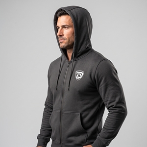 Sudadera con Capucha para Hombre Dumela, Color Gris Oscuro, con Cierre, de Algodón y Felpa, Informal, con Logotipo Frontal, Corte Regular, para Otoño - Product Image 4