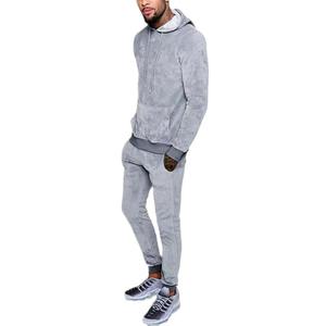Conjunto de chándal con cremallera para hombre 2026: Sudadera con capucha y pantalón de chándal oversize para entrenamiento, diseño liso - Product Image 5