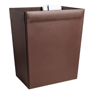 Chocolate Brown Leather <b>Square</b> Waste <b>Bin</b> Office Leather Waste <b>Bin</b> Brown Leather Waste <b>Bin</b> and Basket - Product Image 1