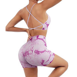 Shorts de yoga et soutien-gorge de sport pour femmes, ensemble 2 pièces, respirant, extensible, séchage rapide, idéal pour la course à pied - Product Image 5