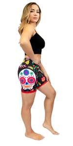 Pantalones Cortos Deportivos de Cintura Baja para Mujer, con Estampado Floral, Tejidos en Spandex, Ajuste Regular, Cintura Elástica con Cordón, Secado Rápido - Product Image 3