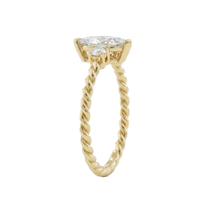 Bague de mariage en or massif 14K 18K avec moissanite ronde taille marquise et diamant de laboratoire, bande torsadée, minimaliste, empilable, bague de promesse - Product Image 4