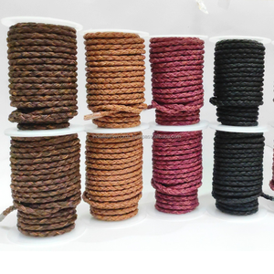 Latest Trendy 12 Ply Bolo Braided Leather Cord Genuine Cowhide 925 Silver Plated Ruby Necklace Jewelry Findings Components - Product Image 1