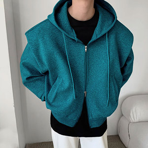 Sudadera con capucha extragrande de doble cremallera, tacto suave, unisex, corte holgado, para invierno - Product Image 1