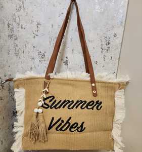 กระเป๋าผ้าใบเฮเซียนแบบมีพู่ห้อยสะพายไหล่ กระเป๋าถือสไตล์ซัมเมอร์ สำหรับช้อปปิ้งและพกพาในชีวิตประจำวัน - Product Image 3