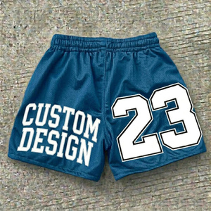 Shorts d'été décontractés pour hommes en coton épais personnalisé, style streetwear, avec cordon de serrage et imprimé graphique vintage, vente en gros - Product Image 5