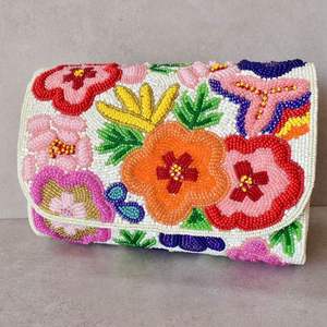 Bolso de mano tipo sobre con cuentas rojas naranja al mejor precio, cartera larga de cuentas de vidrio para mujer, bolso de noche para fiesta o banquete, tarjetero con cuentas. - Product Image 6