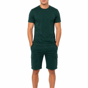 Ensemble T-shirt et short cargo pour homme, été, décontracté, deux pièces, respirant, 100% coton, style streetwear, tissu léger, tenue confortable - Product Image 1