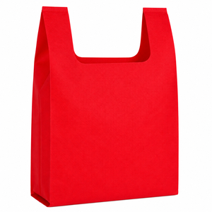 Bolsa Ecológica Roja Premium, Resistente, Reutilizable, con Corte en U, para Compras, con Logotipo Personalizado Impreso, Embalaje Premium No Tejido - Product Image 1